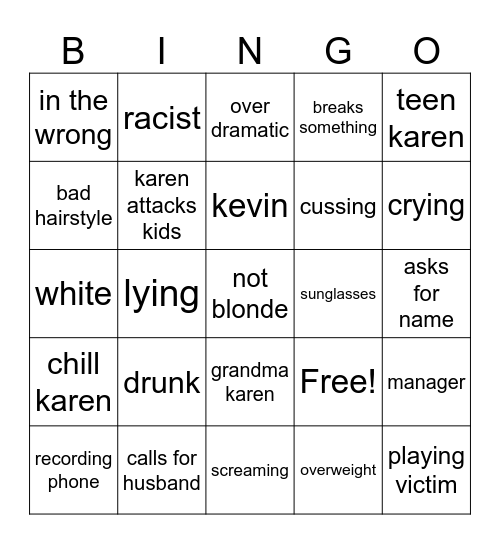karen bingo Card