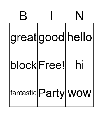 Block party 2 Bingo Card