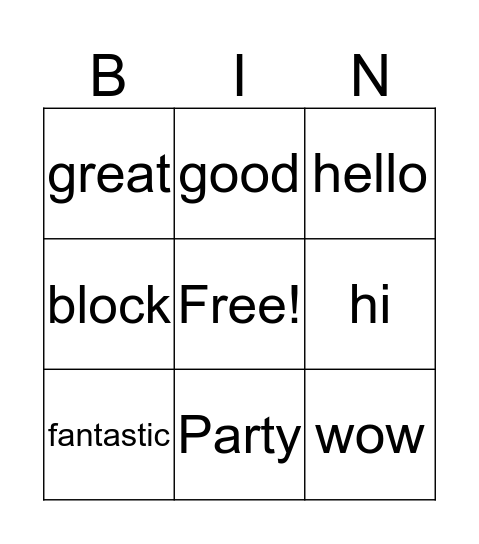 Block party 2 Bingo Card