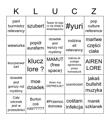 Klucz 7 Bingo Card