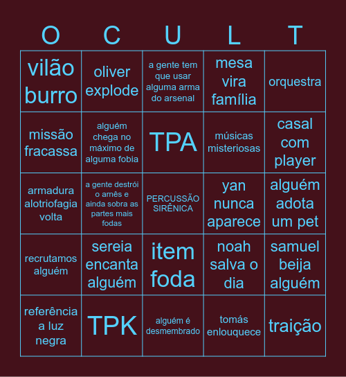 VENDETA Bingo Card