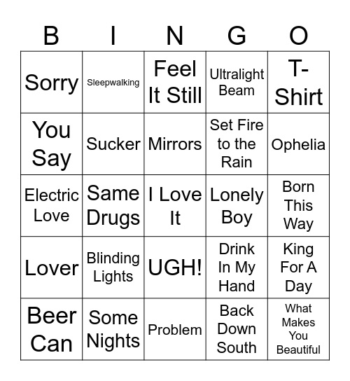 Five-0-Five Music Bingo - 2010s 3 Bingo Card