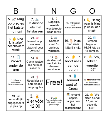Camping bingo Card