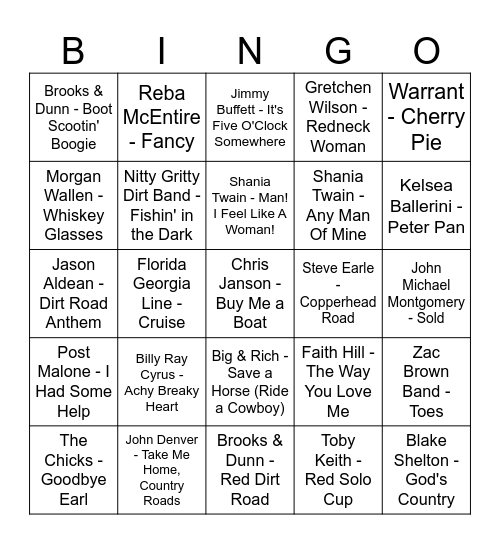 MUSIC BINGO Card