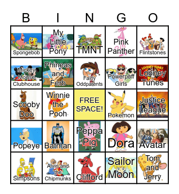 CARTOON BINGO Card