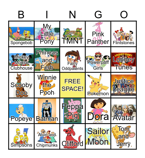 CARTOON BINGO Card