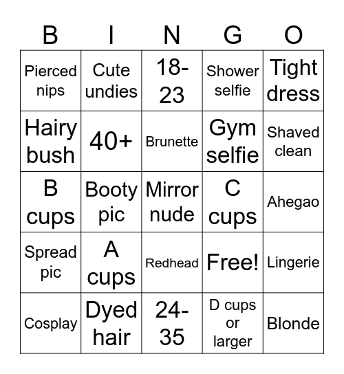 Nudes Bingo Card