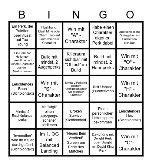 Chaos Bingo Card
