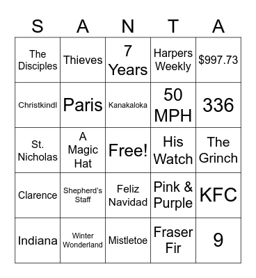 Christmas Trivia 1 Bingo Card