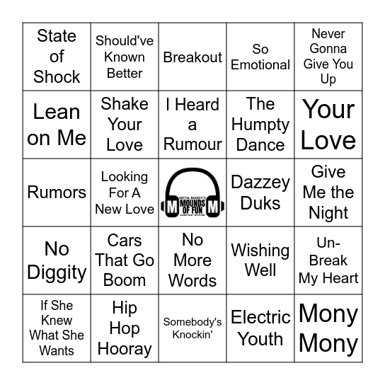Boomboxes and Banana Clips Bingo Card
