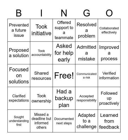 Above the Lie Bingo Card