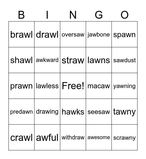 Awww! Bingo Card