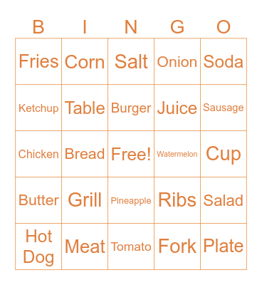 ENGLISH BBQ Bingo Card
