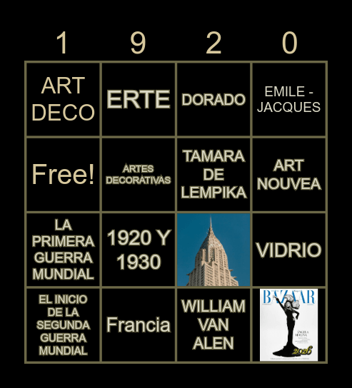 ART DECO Bingo Card