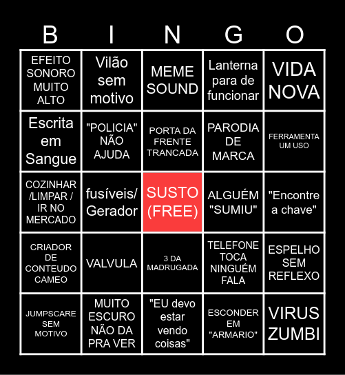 Horror Bingo Card