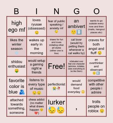 are you natt's twin (?) Bingo Card