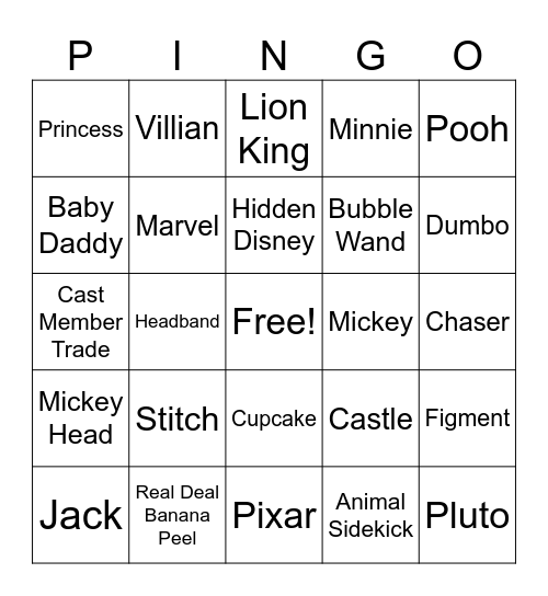 PIN BINGO Card
