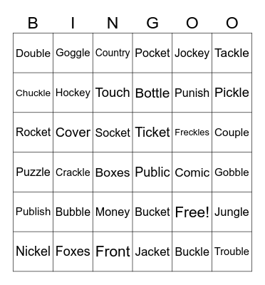 3rd Vocabulary Bingo Card
