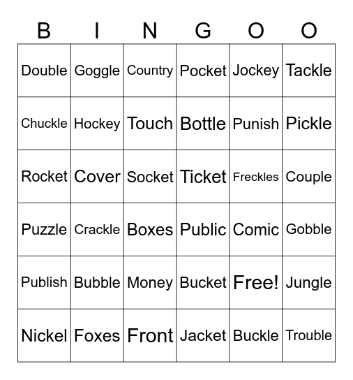 3rd Vocabulary Bingo Card