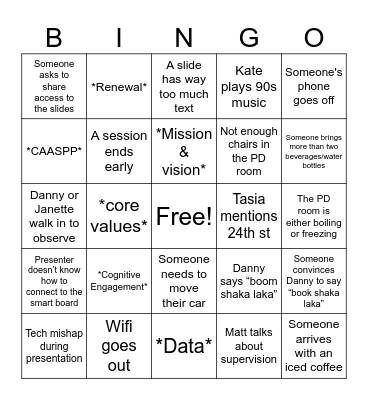 Summer PD Bingo Card