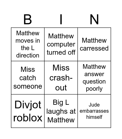 Law Bingo Card