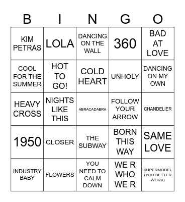 PRIDE Bingo Card