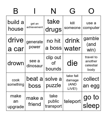game bingo Card