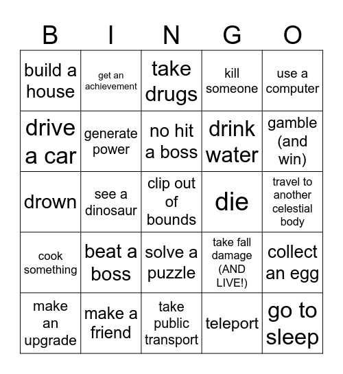 game bingo Card