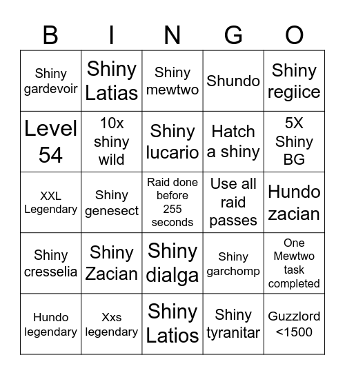 Pokemon go fest 26 Bingo Card