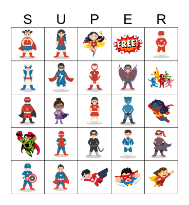 Superhero Bingo Card