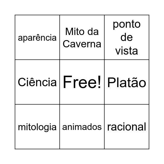 Filosofia 7º ano Bingo Card