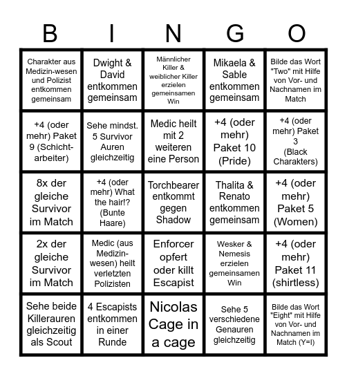 2v8 Bingo Card