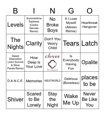 EDM Bingo Card
