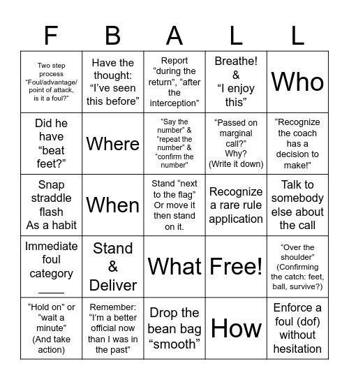 Football Officials Bingo (2026) Bingo Card