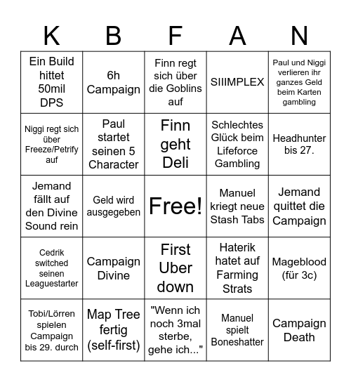 Poe Leaguestart 3.29 Bingo Card