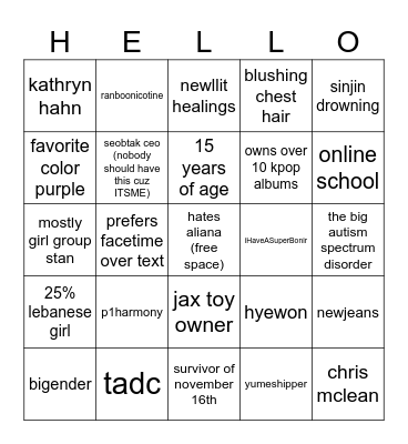 mari bingo honey Bingo Card