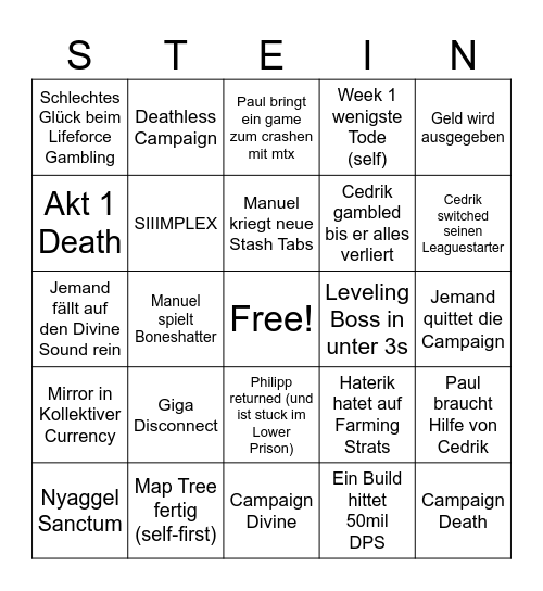 Poe Leaguestart 3.29 Bingo Card