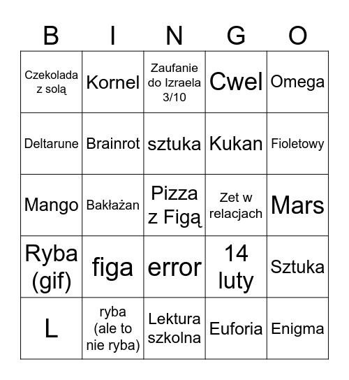 japierdole co to jest Bingo Card