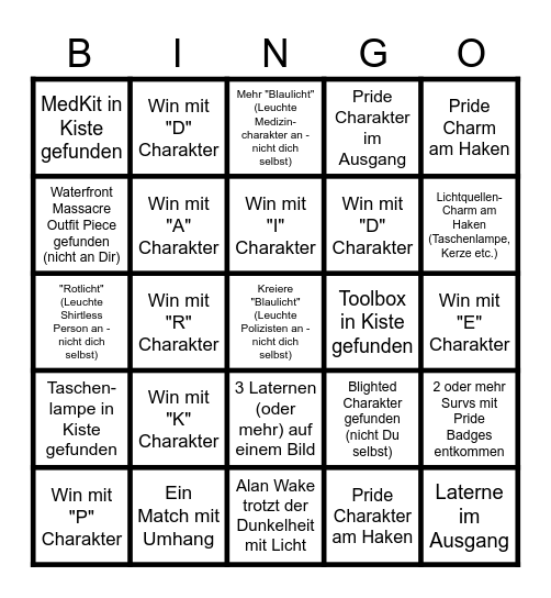 Dunkelphase Bingo Card