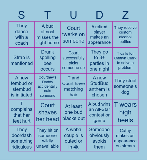 StudBudz All-Star ‘26 Bingo Card