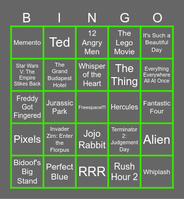 my letterboxd 5 stars!!1!! Bingo Card