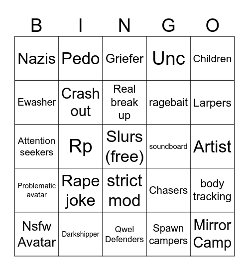 bingo for my friends Bingo Card