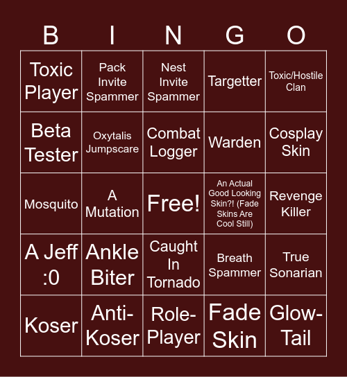 CoS Bingo!! :3 Bingo Card