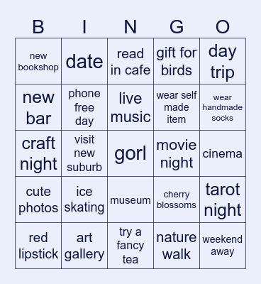 cool girl winter bingo Card