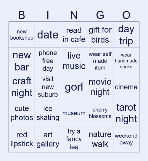 cool girl winter bingo Card