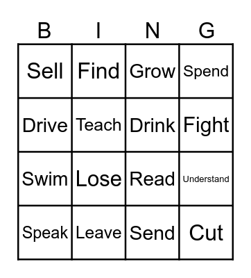 Irregular Past Participle verbs Bingo Card