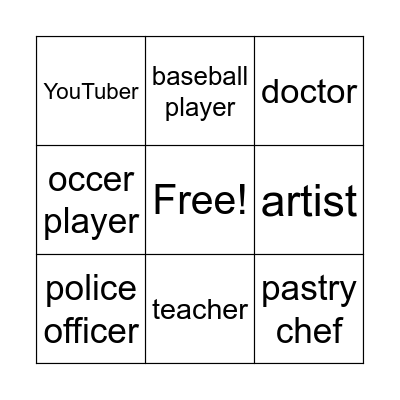 What do you want to be? Bingo Card
