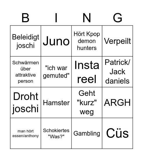 Dominik Bingo Card