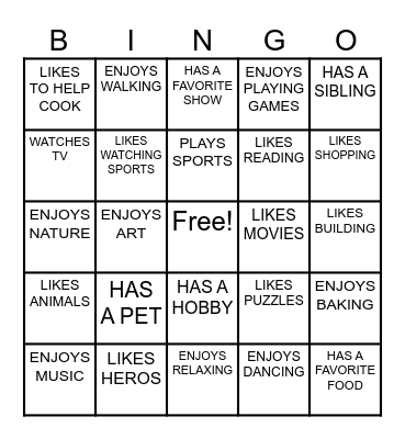 GET TO KNOW YOUR FRIENDS BINGO!! Bingo Card