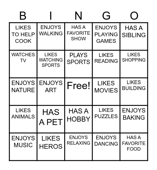 GET TO KNOW YOUR FRIENDS BINGO!! Bingo Card